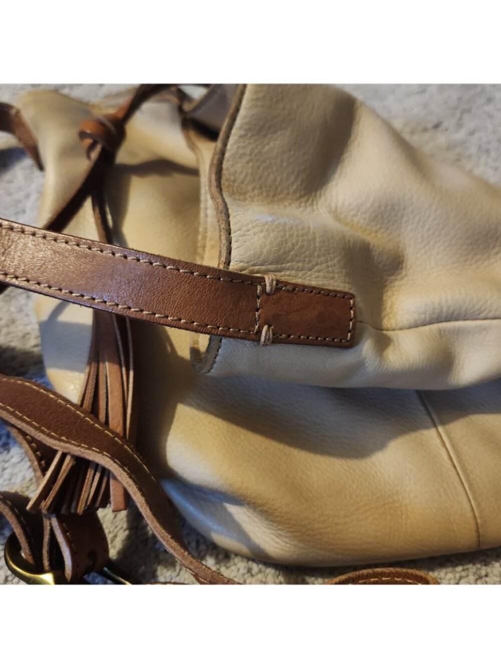 J. Jill Leather Crossbody Hobo Bucket Bag Boho Hippie Purse - Picture 4 of 15